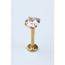 HD Piercing Yuvarlak Taş Labret Büyük Boy Gold Piercing