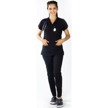 Uçak Medikal Siyah U-Flex Likralı Cerrahi Takım L Konforlu ve Ergonomik Tasarım