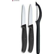 Victorinox  Tırtıklı Bıçak ve Soyacak Seti Siyah