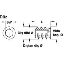 Plack Havşa Başlı Çelik Dübel M10X20MM (50 Adet)