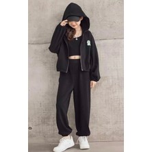 Amor Man Özel Tasarım Kapüşonlu Tam Fermuarlı Anime Baskılı 3 Iplik Tam Kışlık Kız Çocuk Eşofman Takımı