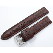 Ezgi Elektronik Deri Saat Kayışı 20MM Kahverengi Saat Kordonu Krokodil Baskı Spor