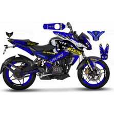 Kaly Bajaj Pulsar 200 NS VR46 Rossi Shark Sticker Set Mavi
