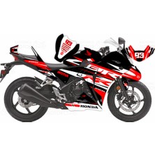Kaly Honda CBR 250 R Eski Kasa RR Lines Design Sticker Set Siyah-Beyaz-Kırmızı