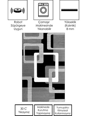 Ruglod Makinede Yıkanabilir Kaymaz Taban Leke Tutmaz Salon Halısı Mutfak Halısı ve Yolluk