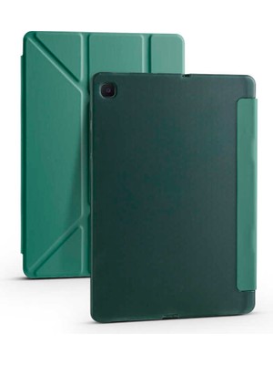 Fogy Samsung Galaxy Tab S6 Lite SM-P610 10.4" Kılıf + Kalem Uyku Modlu Kalem Bölmeli Arkası Yumuşak Silikon Smart Standlı Kapaklı Tri Folding Tablet Kılıfı Siyah