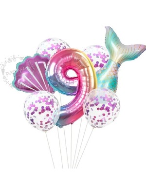 Bi Dolu Mutluluk Deniz Kızı Folyo Set Konsept Doğum Günü Set