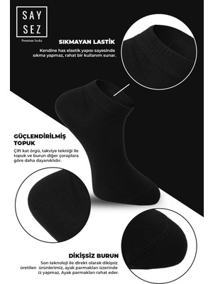 Bambu Erkek Patik Düz 3 Siyah 3 Beyaz Çorap Dikişsiz Premium Kutulu 6'lı