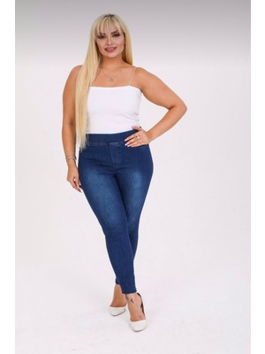 Moda Mark Real Kadın Beli Lastikli Kot Tayt Pantolon / Toparlayıcı /yüksek Bel /büyük-Küçük-Beden