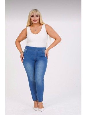 Moda Mark Real Kadın Beli Lastikli Kot Tayt Pantolon / Toparlayıcı /yüksek Bel /büyük-Küçük-Beden