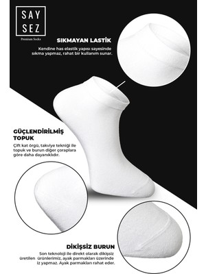 Bambu Erkek Patik Düz Beyaz Çorap Dikişsiz Premium Kutulu 6'lı