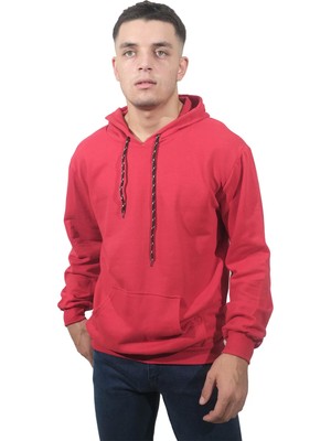 Daniel Milano  Erkek Kapüşonlu Kırmızı Kanguru Sweatshirt