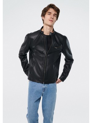 Mavi Erkek Suni Deri Siyah Ceket 0110146-900