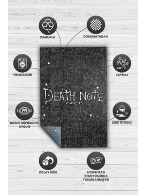 Homshtag Death Note Siyah Renkli Halı Modern Dokuma Tabanlı Anime Halısı Hediyelik Anime Sever Halı