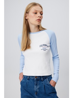 Babokah Baskılı Reglan Uzun Kol T-Shırt