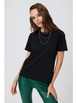 Babokah Nakışlı Kısa Kol Basıc T-Shırt