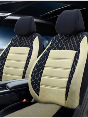 Kethline Fiat / Tofaş Şahin Uyumlu Bej Oto Koltuk Kılıfı (Tam Takım Ön Arka Araç Koltuk Kılıfı)