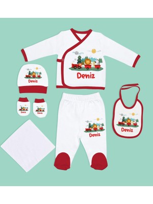 Bk Kids Kişiye Özel Hastane Çıkışı, Bebek Kıyafeti, Yeni Doğan Bebek Hediyesi, 6 Parça Kırmızı Bebek Elbise Giyim Seti-25