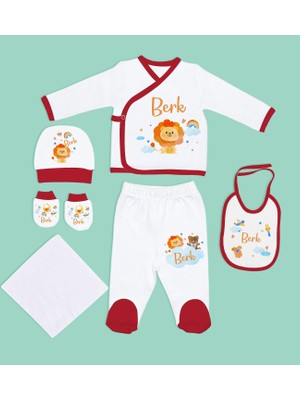 Bk Kids Kişiye Özel Hastane Çıkışı, Bebek Kıyafeti, Yeni Doğan Bebek Hediyesi, 6 Parça Kırmızı Bebek Elbise Giyim Seti-10
