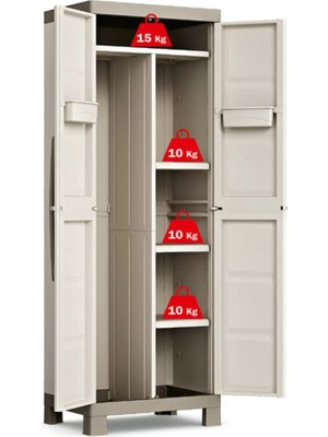 Sadece Nette Fırçalıklı Bahçe Dolabı, Ayaklı Balkon Dolabı, Lüks Plastik Dolap Bej