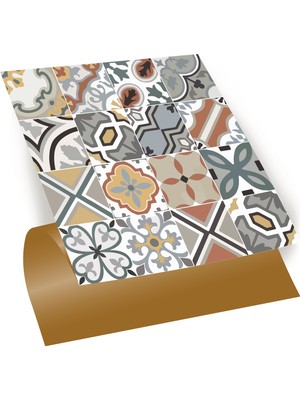Tink Kendinden Yapışkanlı Renkli Geometrik Desenli Pvc Karo 30X30 cm (56 Adet) 5m2
