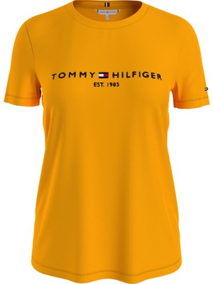 Tommy Hilfiger Bisiklet Yaka Sarı Kadın T-Shirt WW0WW28681ZF4