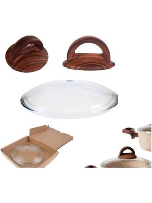 Casa Milano Orijinal Ahşap Kulp ve 20 cm  Cam Kapak