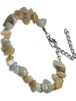 Tesbih Atölyesi Sertifikalı Doğal Amazonit Kırık Taşlı Bileklik - Halhal
