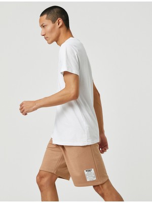 Koton Basic Şort Beli Bağcıklı Slogan Etiket Baskılı Cepli