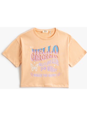 Koton Kısa Kollu Bisiklet Yaka Tişört Slogan Temalı Baskılı