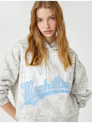 Koton Kapüşonlu Sweatshirt Kolej Baskılı Uzun Kollu