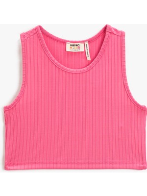 Koton Basic Crop Üst Kolsuz Yuvarlak Yaka Dar Kalıp