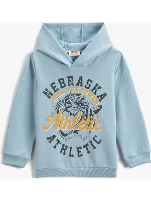 Koton Kolej Baskılı Kapşonlu Sweatshirt Uzun Kollu