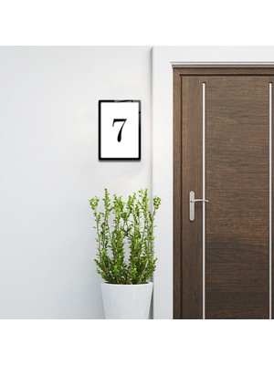Decorita Cam Kapı Numarası - Cam Yönlendirme Levhası | 7 Numara | Siyah Yazı | 14.8cm x 21 cm