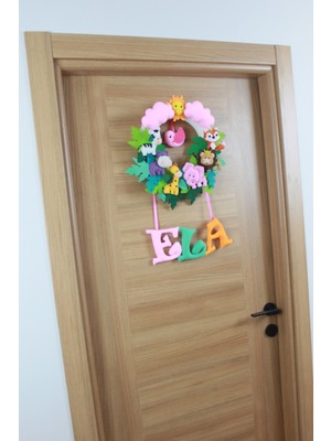 Renkli Hayallerim Ela Isimli Safari Bebek ve Hastane Odası Kapı Süsü