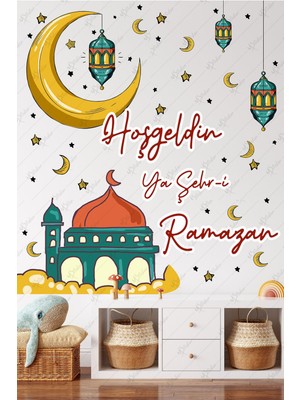 Msticker Ramazan Ayı Temalı Cam Duvar Süsleri Hoşgeldin Ramazan Sticker Seti -R3