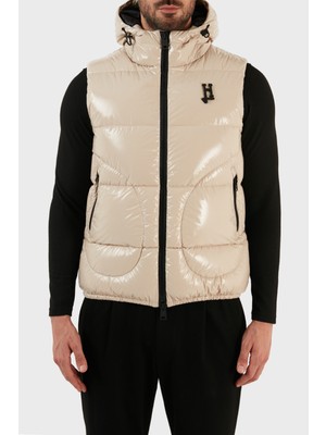 Herno Regular Fit Kaz Tüyü Dolgulu Kapüşonlu Parlak Şişme Yelek Erkek Yelek PI000860U 12220 1985