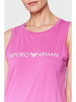 Emporio Armani Logolu Regular Fit Bisiklet Yaka Pamuklu Yırtmaçlı Uzun Elbise Bayan Elbise S 262635 2R340 05873