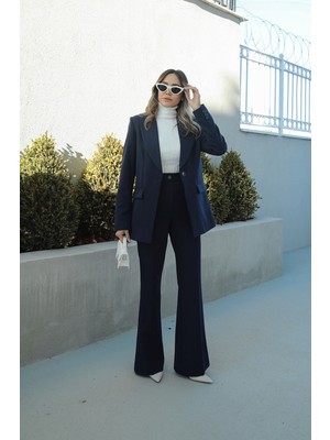 Havoş Lacivert Ispanyol Pantolon Blazer Premium Takım