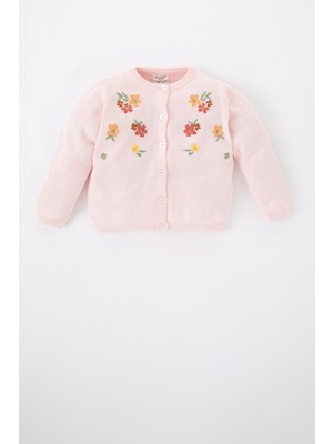 DeFacto Kız Bebek Çiçekli Bisiklet Yaka Hırka Z1819A223SP