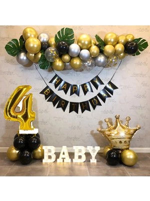 Çıtı Pıtı Store Kral Taçlı 4 Yaş Happy Bırthday Doğum Günü Seti