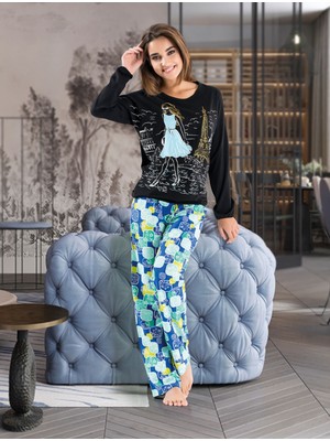 Derya Kurşun Uzun Kol Kadın Pijama Takım 1124