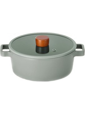 Neoflam Fika 24 cm Cam Kapaklı  Döküm Kısa Tencere  D-NEOG224