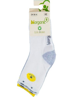 Biorganic Bebek Organik Soket Çorap 2'Li Paket Sarı