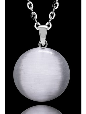 Tesbih Atölyesi Sertifikalı Yuvarlak Doğal Gri Akik Taşı Kolye