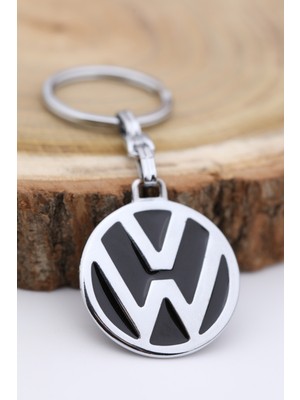 Gardenauto Volkswagen Anahtarlık Mineli Metal Otomobil Anahtarlığı - 2 Taraf Baskılı Krom Kaplamalı