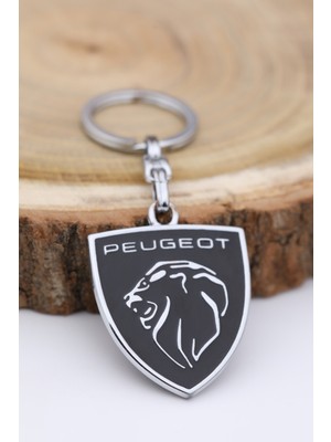 Gardenauto Yeni Peugeot Anahtarlık Mineli Metal Otomobil Anahtarlığı - 2 Taraf Baskılı Krom Kaplamalı