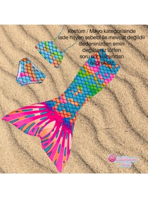 Lolliboom Kids Lolli Boom Kids Kız Çocuk Deniz Kızı Kostüm Bikini - Mayo Efsane Little Mermaid Çok Renk Geçişli Balıksırtı