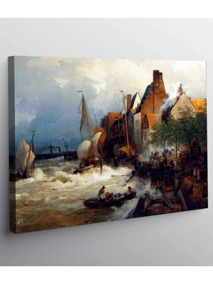 Tablopro Andreas Achenbach Fırtınada Balıkçıların Dönüşü Tablo Ev Oda Dekorasyon