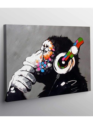 Banksy Dj Monkey Kanvas Tablo Ev Oda Dekorasyon